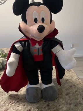 Disney Mickey Mouse Vampire Plush - Black, Red, Gray, White